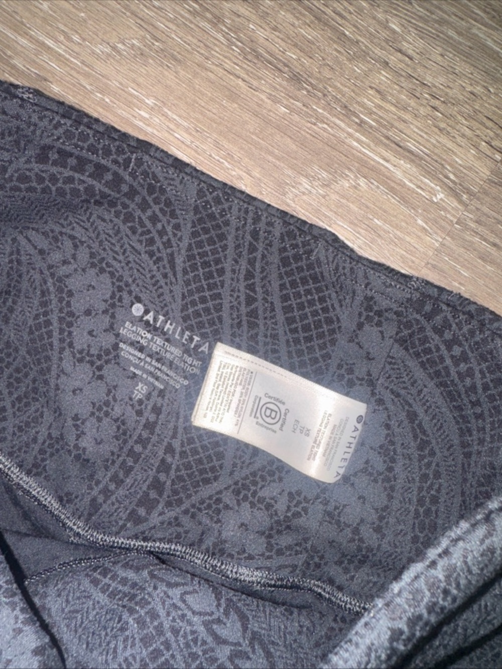 Athleta BUNDLE (2) Patterned & Ribbed Leggings Size XS Grey Black Gym Active - Picture 7 of 10